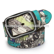 Graffiti style indien bande dessin dessinée cowboy jeans véritable ceinture en cuir nation Impression vintage ceinture